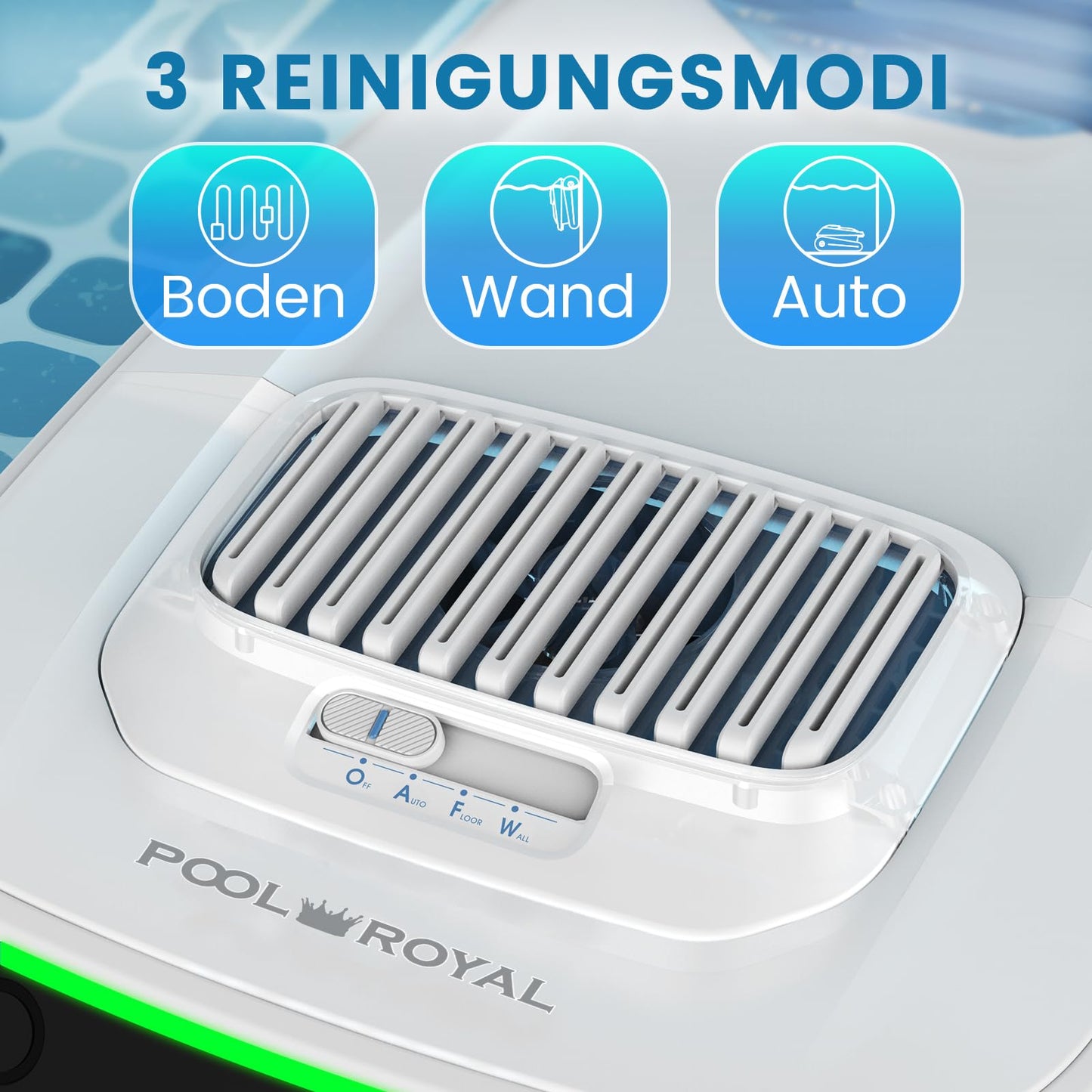 Pool-Royal Poolroboter PC10 Akku, Model 2025, Poolsauger, Kabellos, Autoparken und Wandklettern 3 Motoren 120 Minuten Batterielaufzeit für Schwimmbecken Boden, Wand, Wasserlinie
