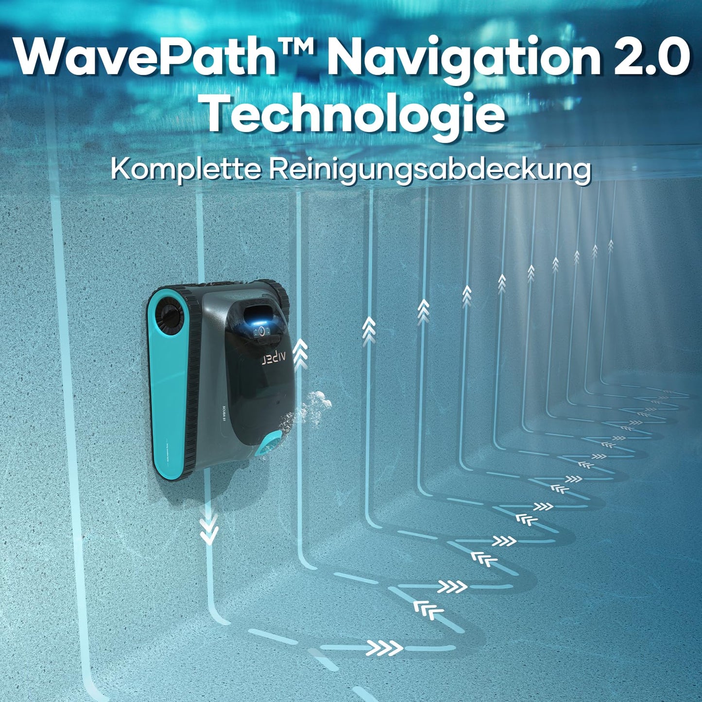 AIPER Scuba S1 Poolroboter Boden und Wand, Kabelloser Poolsauger mit Wandklettern, Intelligenten Navigation 2.0, 150 Minuten Batterielaufzeit, Poolreiniger für Eingelassene Pools bis zu 150㎡