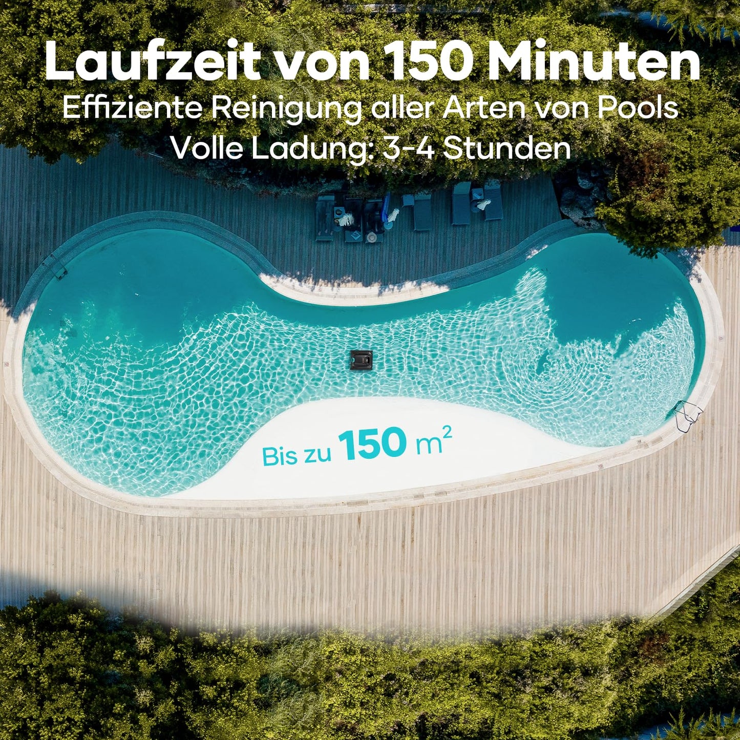 AIPER Scuba S1 Poolroboter Boden und Wand, Kabelloser Poolsauger mit Wandklettern, Intelligenten Navigation 2.0, 150 Minuten Batterielaufzeit, Poolreiniger für Eingelassene Pools bis zu 150㎡