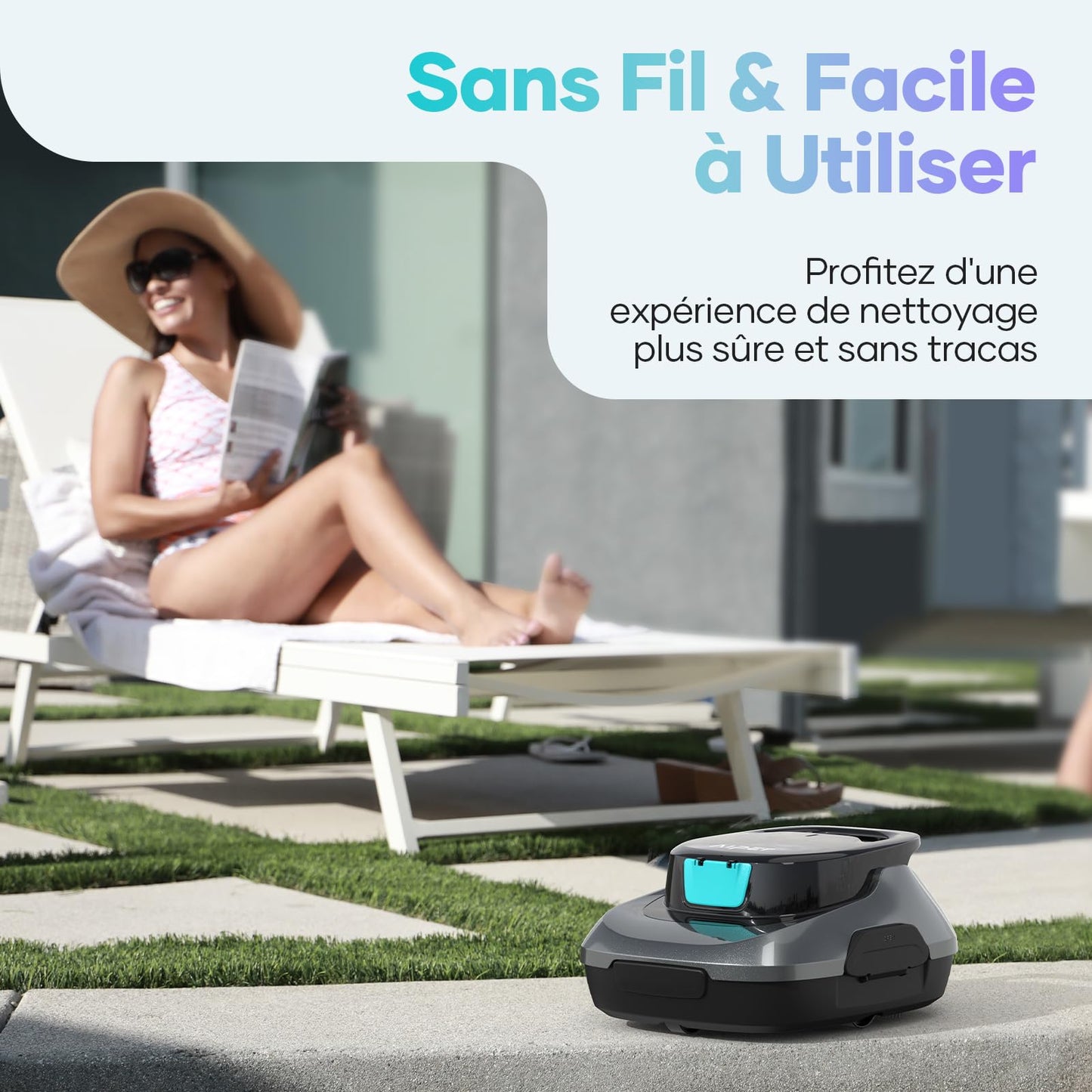 AIPER Kabelloser Poolroboter Akku – 90 Min Laufzeit, Doppelantrieb, Selbstparkfunktion, 80 m²